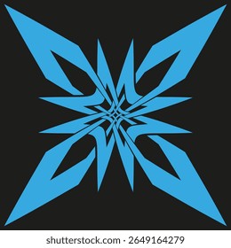 Blue star icon. Bold geometric burst. Dynamic vector emblem. Contrast night design.