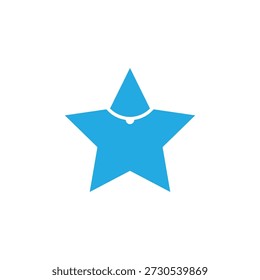 Icono de estrella azul con elemento de gota decorativo. Símbolo plano y mínimo que representa la calificación, el premio, el favorito, el logro, la calidad y el diseño de la interfaz de usuario. Aislado sobre fondo blanco.