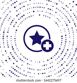 Blue Star icon isolated on white background. Favorite, best rating, award symbol. Add to concept. Abstract circle random dots. Vector Illustration