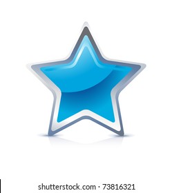 Blue Star Icon On White