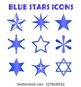 blue star icons set