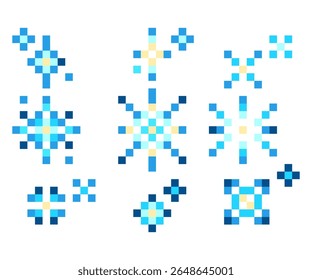blue star illustration pack with pixel style.