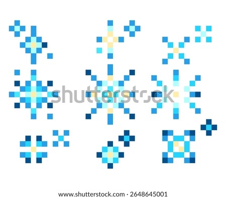 blue star illustration pack with pixel style.