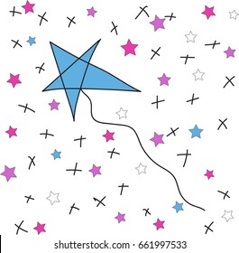 blue star kite on white background