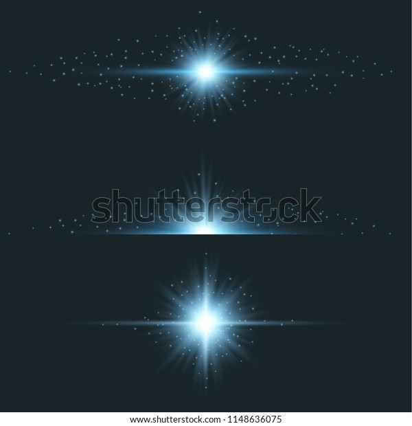 Blue Star\
Light Flare Effect. Horizontal Light Dividers with Sparks. Vector\
set. Holiday Party Design\
Elements.