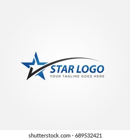 blue Star Logo Vector with Black Background