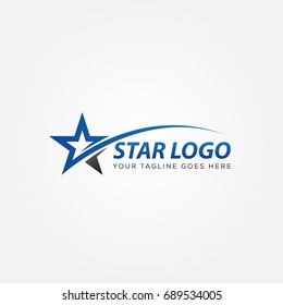 blue Star Logo Vector with Black Background