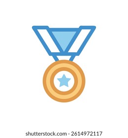 Blue Star Medal Icon Vector Graphic Illustration Design
