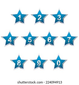 Blue Star Number set. Vector