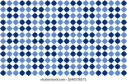 blue star on blue hexagons pattern, Abstract Seamless geometric pattern with blue stars background, blue diamond dot, repeat star pattern design for fabric printing, star patter checkerboard