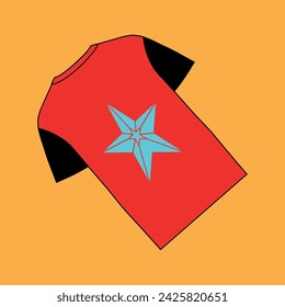Blue star pattern on the back of the red and black outfit