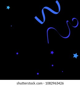 Blue star ribbon confetti. Fallen vector background. Blue geometric stars and ribbons explosion for invitation card. New year, christmas and birthday celebration template. Abstract fun background.