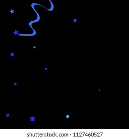 Blue star ribbon confetti. Fallen vector background. Blue geometric stars and ribbons explosion for invitation card. New year, christmas and birthday celebration template. Abstract fun background.
