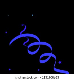 Blue star ribbon confetti. Fallen vector background. Blue geometric stars and ribbons explosion for invitation card. New year, christmas and birthday celebration template. Abstract fun background.