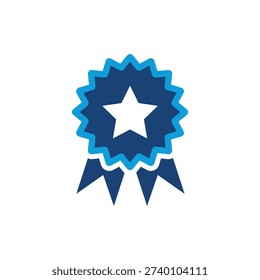 Blue star rosette ribbon symbol