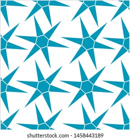Blue Star Seamless Pattern on a White Background