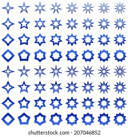 Blue star shape collection - vector version