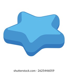 Blue star shape floating with soft edges in isometric view