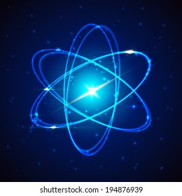 Blue star shiny atom abstract background