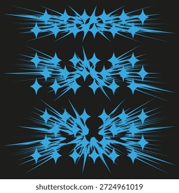 Chispa de estrella azul. Arte de destello eléctrico. Vector de brillo mágico. Conjunto de resplandor brillante. EPS 10.