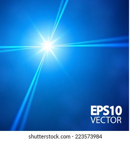 Blue star & spotlights. Vector illustration