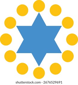 Blue Star surrounded by yellow circles pattern