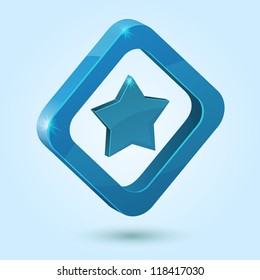 Blue star symbol isolated on blue background. This vector icon is fully editable.