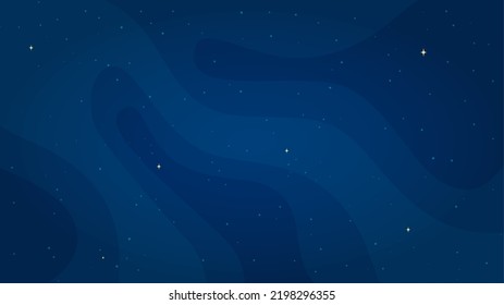 Blue star systems background vector illustration. Cartoon style star systems light graphic on dark blue horizontal background for children science futuristic design or astrology graphic concept.