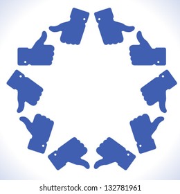 Blue star thumb up icon, vector illustration