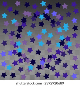 Blue Star Vector Black Transparent Background. Dark Confetti Christmas Texture. Stars Happy Illustration. Glitter Shiny Invitation.