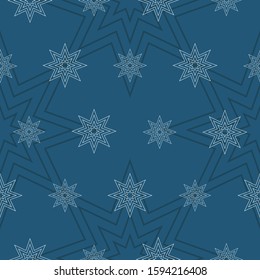 Blue star vector seamless pattern