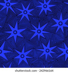 blue star vector seamless pattern