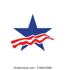 blue star and waving red flag 