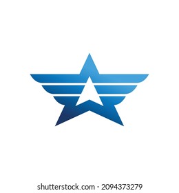 Blue Star Wings Logo Design