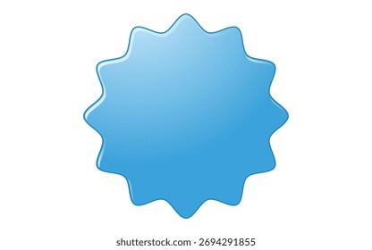 Blaue Starburst-Form einzeln auf weißem Hintergrund, ein lebendiges grafisches Element mit glattem Finish, perfekt für die Hervorhebung von Sonderangeboten