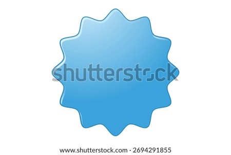 Blue starburst shape isolated on white background, a vibrant graphic element with a smooth finish, perfect for highlighting special offers