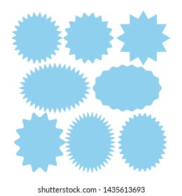 Blue Starburst speech bubbles set, Bursting icon, Explosion illustration, star sticker vector