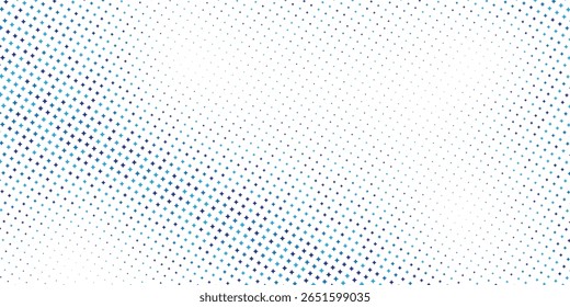 textura de gradiente de meio-tom pontilhado de estrela azul. Gradiente de repetição pontilhado de estrela azul com design simples, ilustração abstrata azul.
