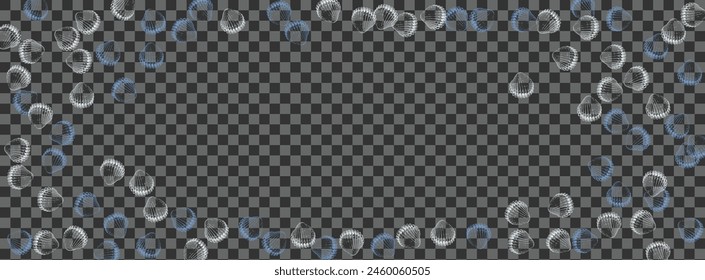 Blue Starfish Background Transparent Vector. Clam Underwater Graphic. Coastal Pattern. White Oyster Tropical Design.