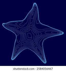 A blue starfish outline. Vector illustration