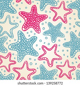 blue starfish seamless pattern