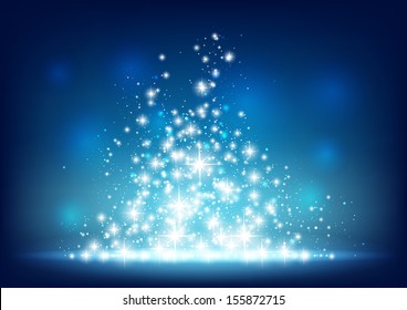 Blue starry background with sparkles.