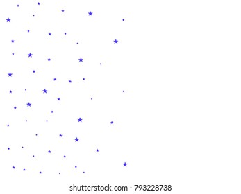 Blue starry background. Tiny stars. Confetti celebration, Falling blue abstract decoration for party, birthday celebrate, anniversary or event, holiday festive. Festival decor.