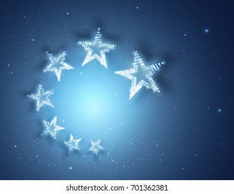 Blue Stars Abstract Background for your Design, Light and Shining. Vector