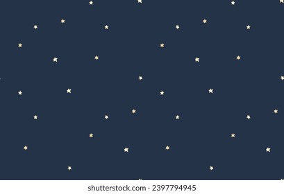 Blue stars background, dark night starry sky. Simple vector texture for kids textile, paper design. Minimalist galaxy seamless pattern