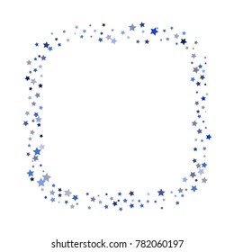 Blue Stars Confetti, Minimal Sparkling Vector Background. Trendy Christmas Magic Glitter, Lights. Modern Falling Blue Stars Confetti for Ads, Posters, Gift Cards. Shiny New Year Celebration Garland.