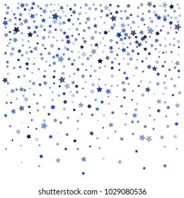 Blue Stars Confetti, Mystery Sparkling Vector Background