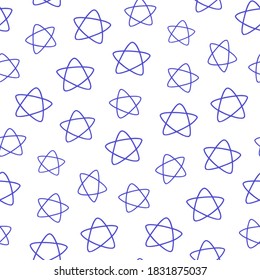 Blue stars doodle pattern. Hand drawn illustrations isolated on white.