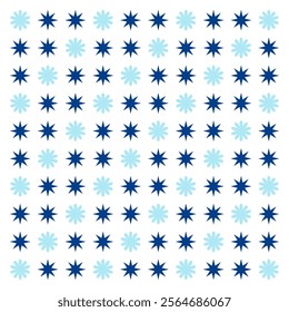 Blue Stars Flowers Geometric Pattern Modern Shapes Background