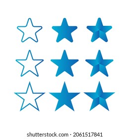 Iconos de estrellas azules sobre fondo blanco. Ilustración vectorial fácil de editar.